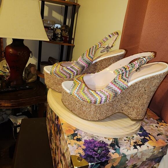 PRIMA DONNA EUC WOMEN'S CORKED HIGH HEEL WOVEN SANDALS - Picture 1 of 8